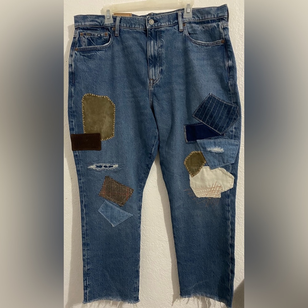 New-Polo Ralph Lauren Patch Fray Hem The Slim Boyfriend Jeans Size 33